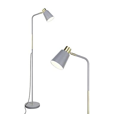 Floor Lamp, Industrial Floor Lamps for Living Rooms Rustic Farmhouse Reading Standing Floor Lamp Adjustable Metal Heads Indoor Task Lighting for Living Room Bedroom Office Home Décor (Grey) - Image 1