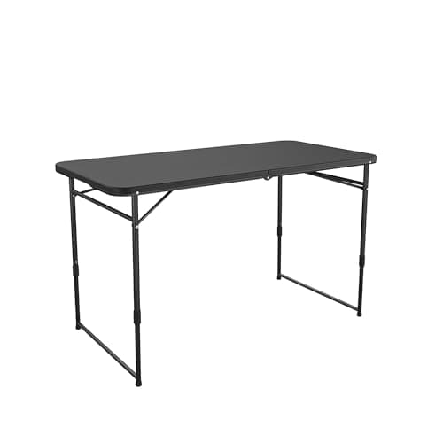 COSCO 4 ft. Fold-in-Half Adjustable Height Indoor/Outdoor Utility Table, Black - Image 1