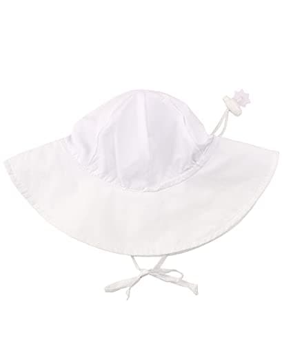 RuffleButts® Baby/Toddler Girls Baby/Toddler Sun Hat with UPF 50+ Sun Protection and Floppy Wide Brim - White, 12-24m - Image 1
