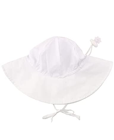 RuffleButts® Baby/Toddler Girls Baby/Toddler Sun Hat with UPF 50+ Sun Protection and Floppy Wide Brim - White, 12-24m - Image 1