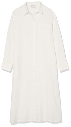 The Drop Women's Fiona Relaxed Linen Midi Shirt Dress, White, M - Image 6