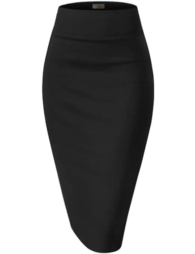 Hybrid & Company Women's Premium Nylon Ponte Stretch High Waist Pencil Suit Skirt Below Knee KSK45002 1073T Black M - Image 1
