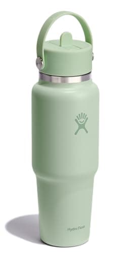 Hydro Flask Travel Water Bottle - Insulated Stainless Steel - Wide Straw Lid, Non Spill, Leakproof in 32 Oz Aloe Green - Image 2