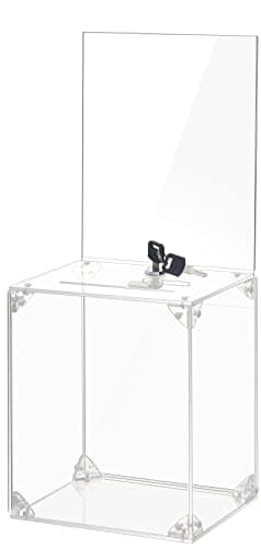 KYODOLED Large Tall Acrylic Donation Box with Slot and Lock, Clear Ballot Box with 6"x8" Sign Holder Storage Container for Voting, Raffle,Tip Jar, 6.7"x5.23"x8" - Image 1