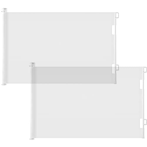 Cumbor 2 Pack Safety Gate Retractable Gates for Stairs, Mesh Dog Gate for The House, Wide Pet Gate 33" Tall, Extends to 55" Wide, Long Gates for Doorways, Hallways, Indoor/Outdoor(White) - Image 1