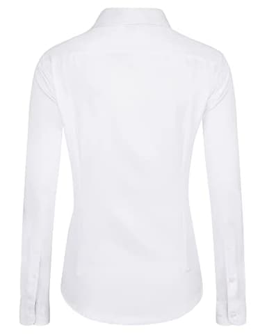 J.VER Womens Dress Shirts Long Sleeve Button Down Shirt Wrinkle-Free Business Casual Blouse Office Work Tops White Large - Image 2