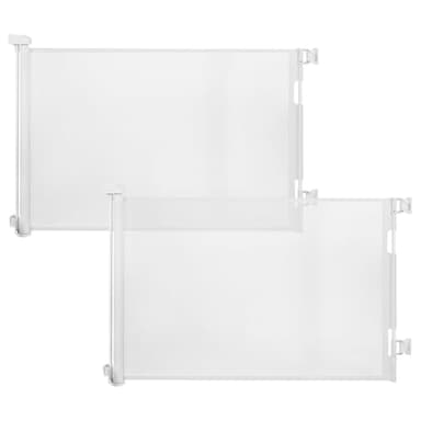AOURMKOOP 2 Pack Retractable Baby Gate,Mesh Baby Gate or Mesh Dog Gate,33" Tall,Extends up to 55" Wide,Child Safety Gate for Doorways, Stairs, Hallways, Indoor/Outdoor(White,33"x55" - Image 1