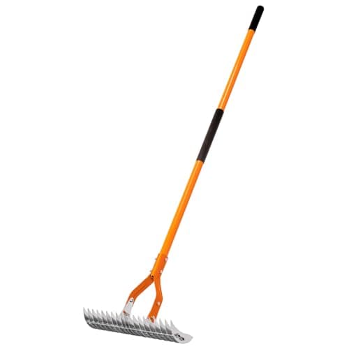 VNIMTI Thatch Rake for Lawns - Heavy Duty Metal Dethatcher with Fiberglass Handle, 58 Inches - Image 1