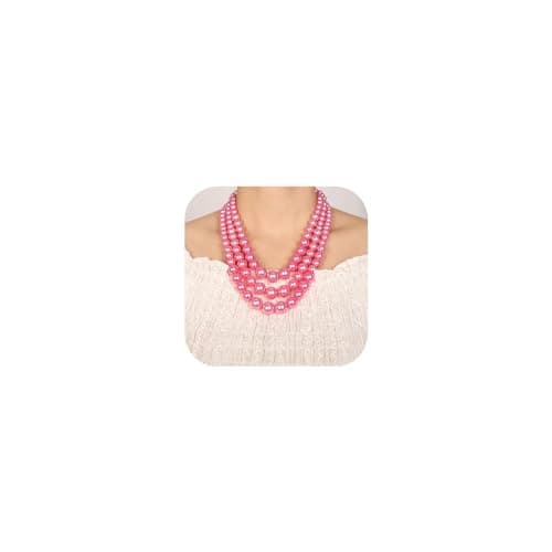 Denifery Vintage 1920s Large Pearl Collar Choker Necklace Earrings Set Simulated Pearl Statement Necklace Multi Strand Pearl Necklace Costume Jewelry Chunky Pearls Necklaces Wedding Jewelry for Women, - Image 1