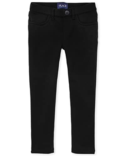 The Children's Place girls Uniform Ponte Knit Pull on Jeggings Jeans, Black Single, 8 US - Image 1