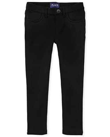 The Children's Place girls Uniform Ponte Knit Pull on Jeggings Jeans, Black Single, 8 US - Image 1
