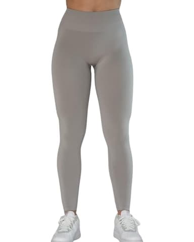 Seamless Scrunch Legging Women Yoga Pants 7/8 Tummy Control Workout Running for Fitness Sport Active Legging-25''(S,Silver Sconce - Image 5