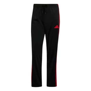 adidas Men's 3-Stripes Tricot Opem Hem Track Pants, Black/Pure Ruby - Image 2
