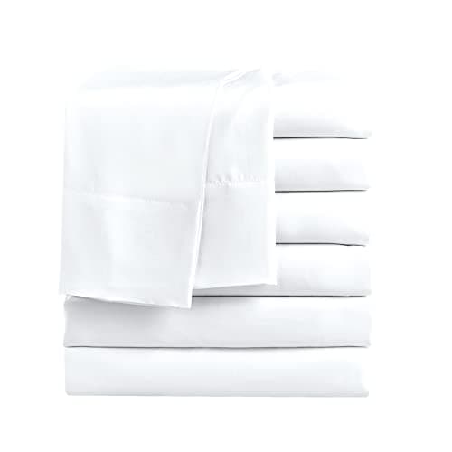 FreshCulture Twin Flat Sheets Only, Pack of 6, Soft Microfiber Bedding Sheets for Home, Salons, Hotels, Bulk Flat Sheets Only Twin Size (White) - Image 1