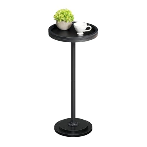 HOOBRO Small Round Side Table, Drink Table, Coffee Martini Table with Pedestal for Small Spaces in Living Room, Bedroom, Sofa Couch, Black BB168BZ01 - Image 1