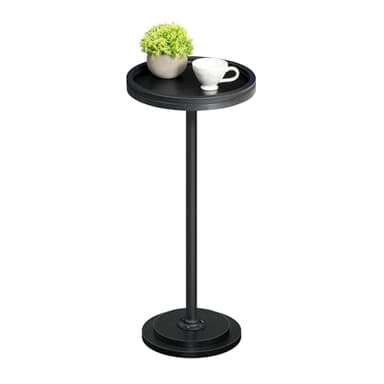 HOOBRO Small Round Side Table, Drink Table, Coffee Martini Table with Pedestal for Small Spaces in Living Room, Bedroom, Sofa Couch, Black BB168BZ01 - Image 1