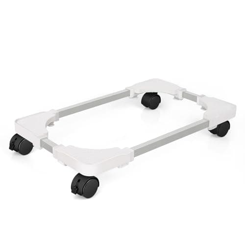 Liitrton Mobile CPU Stand Adjustable Computer Tower Stand with 4 Caster Wheels Fits Most PC (White) - Image 1