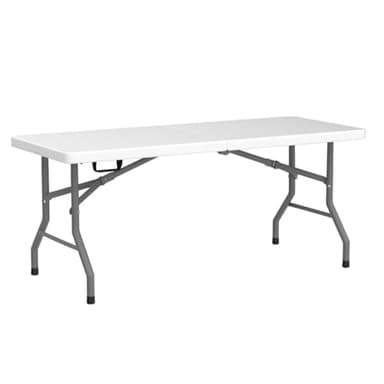 FDW Folding Half Portable Foldable Table for Parties Backyard Events (White, 6 FT 70 * 29) (White, 6 FT) - Image 5