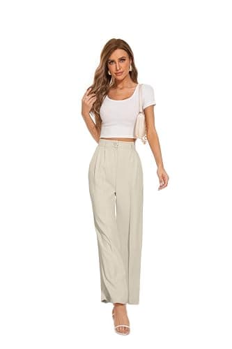 FUNYYZO Women's Wide Leg Pants High Elastic Waisted in The Back Business Work Trousers Long Straight Suit Pants - Image 4