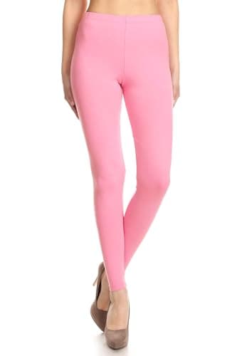 Leggings Depot Women's Cotton Spandex Leggings, Full Length, Rose, X-Large - Image 2