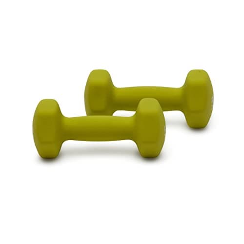Amazon Basics Neoprene Dumbbell Hand Weights, 5 Pounds, Pair, Green - Image 1