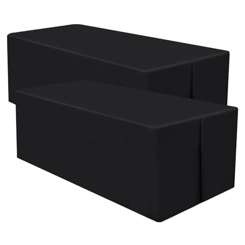 homing 2 Packs Rectangle Fitted Tablecloth, Washable Fabric Table Cloth for 6 Foot Tables, Water Resistant Table Cover for Party, Trade Show, Outdoor and Indoor (Black, 30" x 72") - Image 1