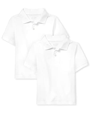The Children's Place Baby Boys and Toddler Boys Short Sleeve Pique Polo, White, 12-18 MONTHS - Image 1