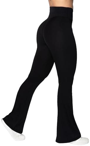 Sunzel Flare Leggings, Crossover Yoga Pants with Tummy Control, High-Waisted and Wide Leg, Sunzfly 28 Inseam, Black Small - Image 4