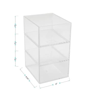 Martha Stewart Brody Desktop Storage Organizer, Stack and Slide Plastic Organizer Tray, Organizer for Office, Kitchen, or Vanity, 3" x 3.75", Clear - Image 4