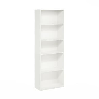 Furinno Gehry 5-Tier Bookcase, Bookshelf with Adjustable Shelves, White - Image 5