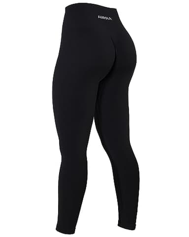 AUROLA Power Workout Leggings for Women Tummy Control Squat Proof Ribbed Thick Seamless Scrunch Active Pants,Black,M - Image 1