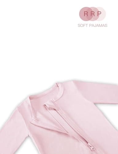 RRP Unisex Baby Footies Pajamas,Rayon Derived From Bamboo,Buttery Soft Sleep 'N Play PJs,2-Way Zipper Closure,0-18 Months (Sage/BlueGrey/Blush, 0-3 Months) - Image 2