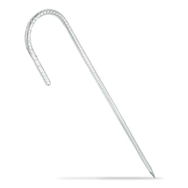 Baudelun 10PCS 12Inches Ground Rebar Stakes, Windproof and Collision Proof Heavy Duty J Hook Tent Anchor, Galvanized, Silver - Image 1
