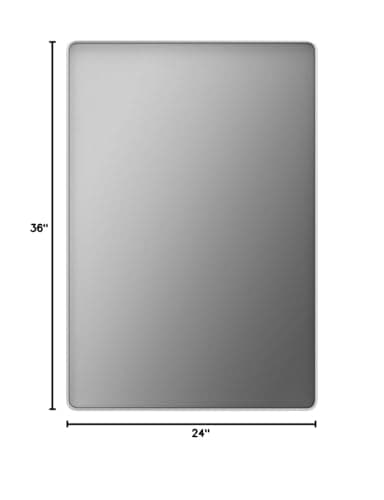 LOAAO 24X36 Inch Brushed Nickel Bathroom Mirror, Rounded Rectangle Silver Metal Frame Mirror, Brushed Nickel, Anti-Rust, Hangs Horizontally or Vertically - Image 8