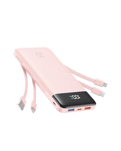 charmast 20000mAh Portable Charger with Built in Cables, 22.5W Travel Power Bank Fast Charging, USB C Cell Phone Battery Pack for iPhone 16/15/14/13/12/11 Series, iPad, Samsung, Android, Tablet - Image 1