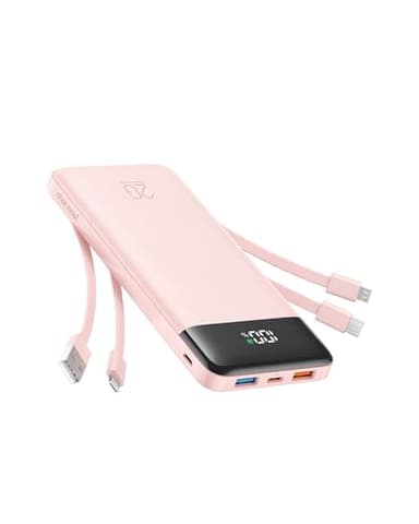 charmast 20000mAh Portable Charger with Built in Cables, 22.5W Travel Power Bank Fast Charging, USB C Cell Phone Battery Pack for iPhone 16/15/14/13/12/11 Series, iPad, Samsung, Android, Tablet - Image 1
