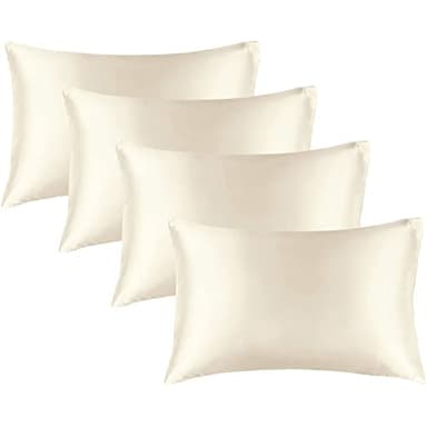 BEDELITE Satin Pillowcase for Hair and Skin, Super Soft Similar to Silk Pillow Cases 4 Pack with Envelope Closure, Cooling Pillowcases for Women Men (20"x40" King Size, Beige) - Image 1