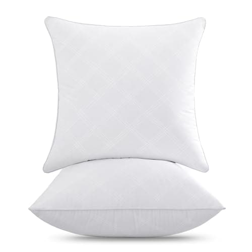 Oubonun 20x20 Throw Pillows Inserts Pack of 2, Decorative White Square Pillow Inserts, Premium Fluffy Pillow Insert Pair for Sofa Couch Living Room - Image 1
