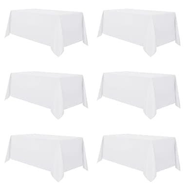 sancua 6 Pack White Tablecloth 90 x 156 Inch - Rectangle Table Cloth for 8 Feet Tables Stain and Wrinkle Resistant Washable Polyester Table Cover for Dining Wedding Banquet Party Buffet Restaurant - Image 1