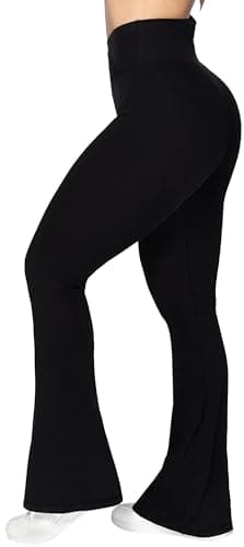 Sunzel Flare Leggings, Crossover Yoga Pants with Tummy Control, High-Waisted and Wide Leg, Sunzfly 28 Inseam, Black Small - Image 5