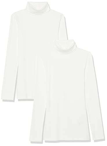 Amazon Essentials Women's Slim-Fit Layering Long Sleeve Knit Rib Turtleneck Top (Available in Plus Size), Pack of 2, White, X-Large - Image 1