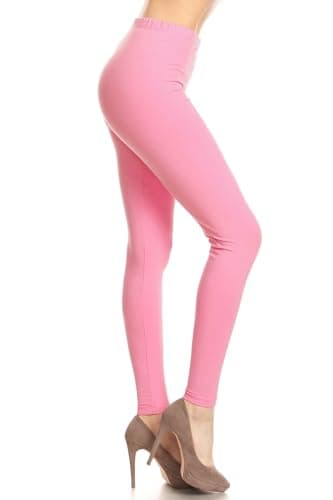 Leggings Depot Women's Cotton Spandex Leggings, Full Length, Rose, X-Large - Image 1