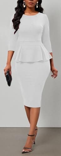 Church Dress for Womens Back Zipped Work Office Business Party Bodycon Pencil Dress White XXX-Large - Image 7