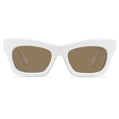 SOJOS Trendy Cat Eye Polarized Sunglasses for Women Men Retro Chuncky Designer Sunnies SJ2339, White/Brown - Image 1