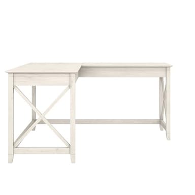 Bush Furniture Key West 60W Modern Farmhouse L Shaped Desk in Linen White Oak | 60-Inch Corner Table for Home Office - Image 7