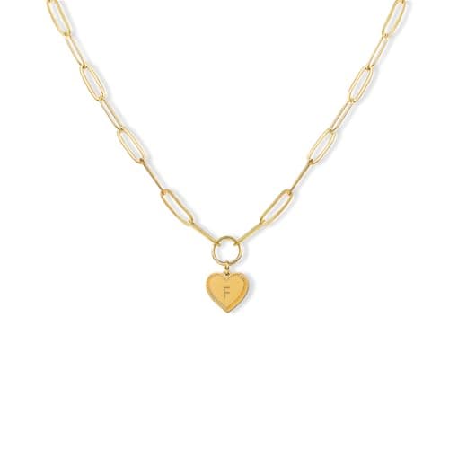 PopTopping Gold Heart Pendant Choker Necklace Heart Initial Pendant Necklaces For Women Alphabet Pendant Necklace - Image 1