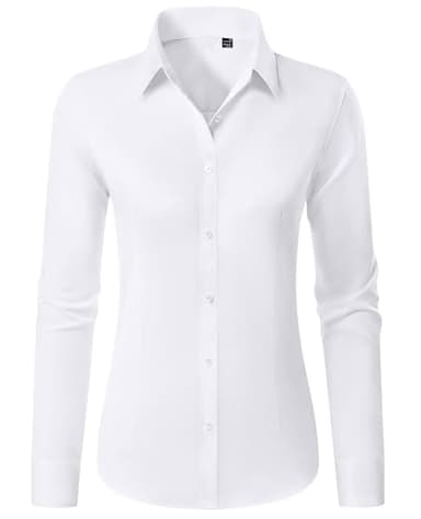 Gleeivy Button Down Shirts for Women Stain Wrinkle Free Dress Formal Shirt Classic Fitted Casual Cotton Button Up Long Sleeve White Collar Business Button Blouse Work Server Interview - Image 1