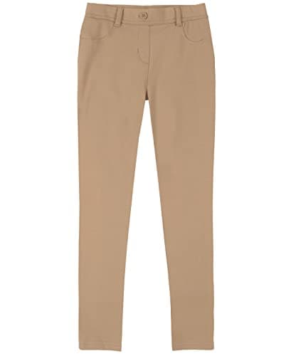 IZOD Girls School Uniform Stretch Jegging Pant, Khaki, 4 - Image 1