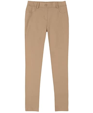 IZOD Girls School Uniform Stretch Jegging Pant, Khaki, 4 - Image 1