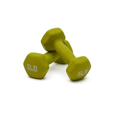 Amazon Basics Neoprene Dumbbell Hand Weights, 5 Pounds, Pair, Green - Image 3